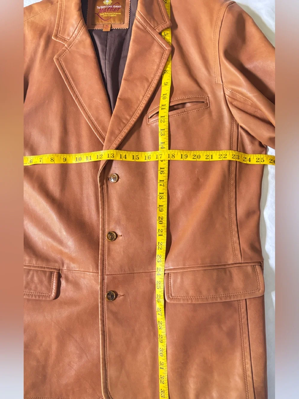 Territory Ahead Mens XL Genuine Leather Brown Blazer Sport Coat Jacket